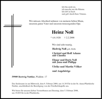 Traueranzeige von Heinz Noll von Tageszeitung