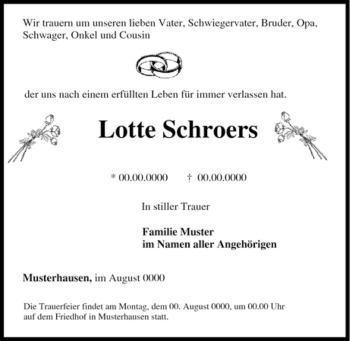 Traueranzeige von Lotte Schroers von Tageszeitung