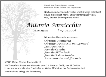 Traueranzeige von Antonia Annicchia von Tageszeitung