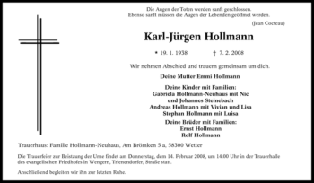 Traueranzeige von Karl-Jürgen Hollmann von Tageszeitung