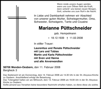 Traueranzeige von Marianne Püttschneider von Tageszeitung