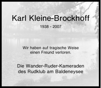 Traueranzeige von Karl Kleine-Brockhoff von Tageszeitung