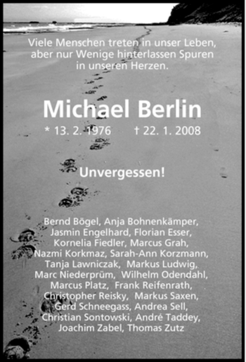 Traueranzeige von Michael Berlin von Tageszeitung