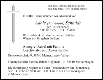 Traueranzeige von Anneliese Schmidt von Tageszeitung