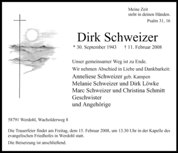 Traueranzeige von Dirk Schweizer von Tageszeitung