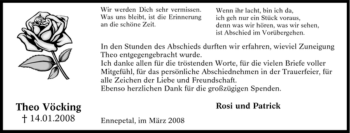 Traueranzeige von Theo Vöcking von Tageszeitung