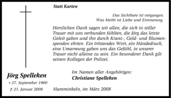 Traueranzeige von Jörg Spelleken von Tageszeitung
