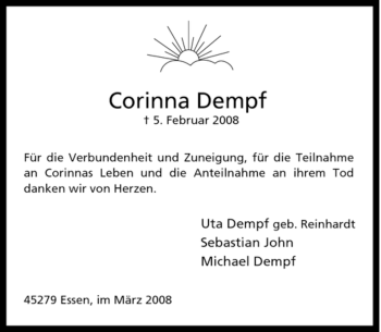 Traueranzeige von Corinna Dempf von Tageszeitung