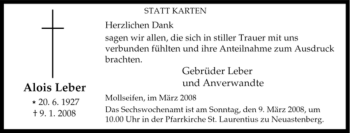 Traueranzeige von Alois Leber von Tageszeitung