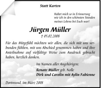 Traueranzeige von Jürgen Müller von Tageszeitung