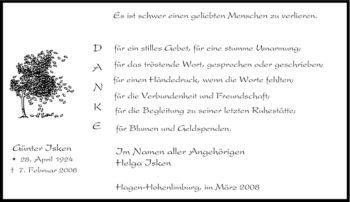 Traueranzeige von Günter Isken von Tageszeitung
