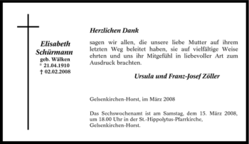 Traueranzeige von Elisabeth Schürmann von Tageszeitung