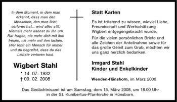 Traueranzeige von Wigbert Stahl von Tageszeitung