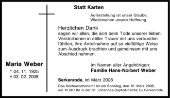 Traueranzeige von Maria Weber von Tageszeitung