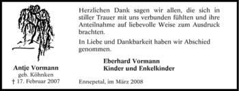 Traueranzeige von Antje Vormann von Tageszeitung