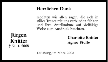 Traueranzeige von Jürgen Knitter von Tageszeitung