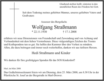 Traueranzeige von Wolfgang Straßmann von Tageszeitung