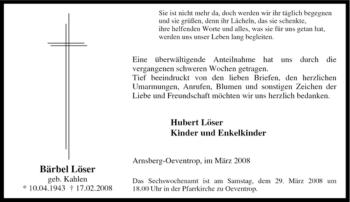 Traueranzeige von Bärbel Löser von Tageszeitung