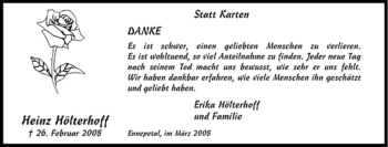 Traueranzeige von Heinz Hölterhoff von Tageszeitung