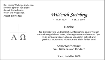 Traueranzeige von Wilderich Steinberg von Tageszeitung