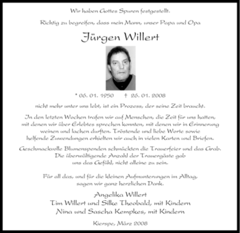 Traueranzeige von Jürgen Willert von Tageszeitung