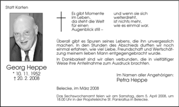 Traueranzeige von Georg Heppe von Tageszeitung
