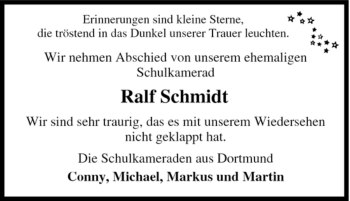 Traueranzeige von Ralf Schmidt von Tageszeitung