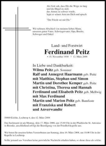 Traueranzeige von Land- und Forstwirt von Tageszeitung