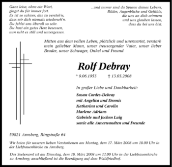 Traueranzeige von Rolf Debray von Tageszeitung