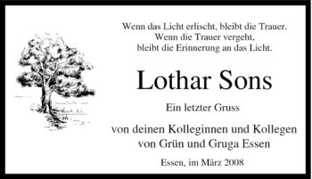 Traueranzeige von Lothar Sons von Tageszeitung