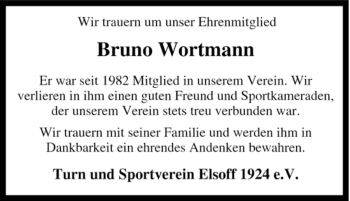 Traueranzeige von Bruno Wortmann von Tageszeitung
