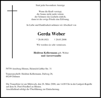 Traueranzeige von Gerda Weber von Tageszeitung