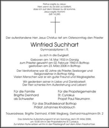 Traueranzeige von Winfried Suchhart von Tageszeitung