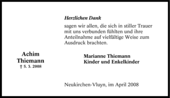 Traueranzeige von Achim Thiemann von Tageszeitung