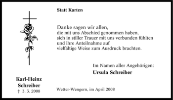 Traueranzeige von Karl-Heinz Schreiber von Tageszeitung
