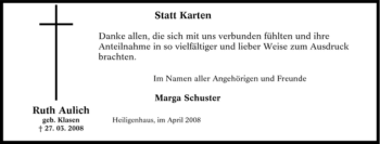 Traueranzeige von Ruth Aulich von Tageszeitung
