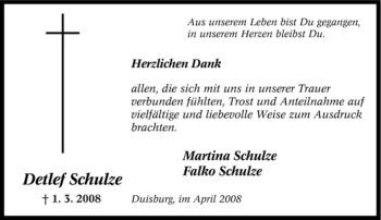 Traueranzeige von Detlef Schulze von Tageszeitung
