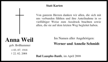 Traueranzeige von Anna Weil von Tageszeitung