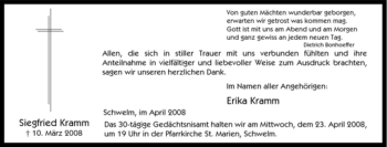 Traueranzeige von Siegfried Kramm von Tageszeitung