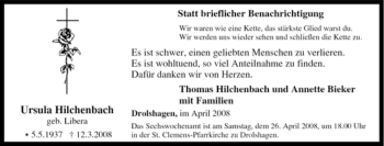 Traueranzeige von Walter Hilchenbach von Tageszeitung