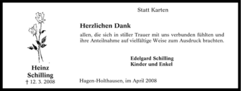 Traueranzeige von Heinz Schilling von Tageszeitung