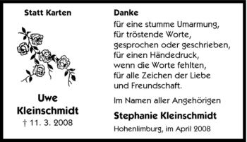 Traueranzeige von Uwe Kleinschmidt von Tageszeitung