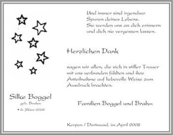 Traueranzeige von Silke Boggel von Tageszeitung