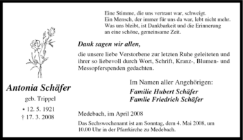 Traueranzeige von Antonia Schäfer von Tageszeitung