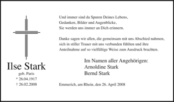 Traueranzeige von Ilse Stark von Tageszeitung