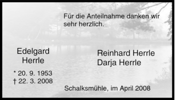 Traueranzeige von Edelgard Herrle von Tageszeitung