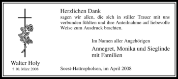 Traueranzeige von Walter Holy von Tageszeitung