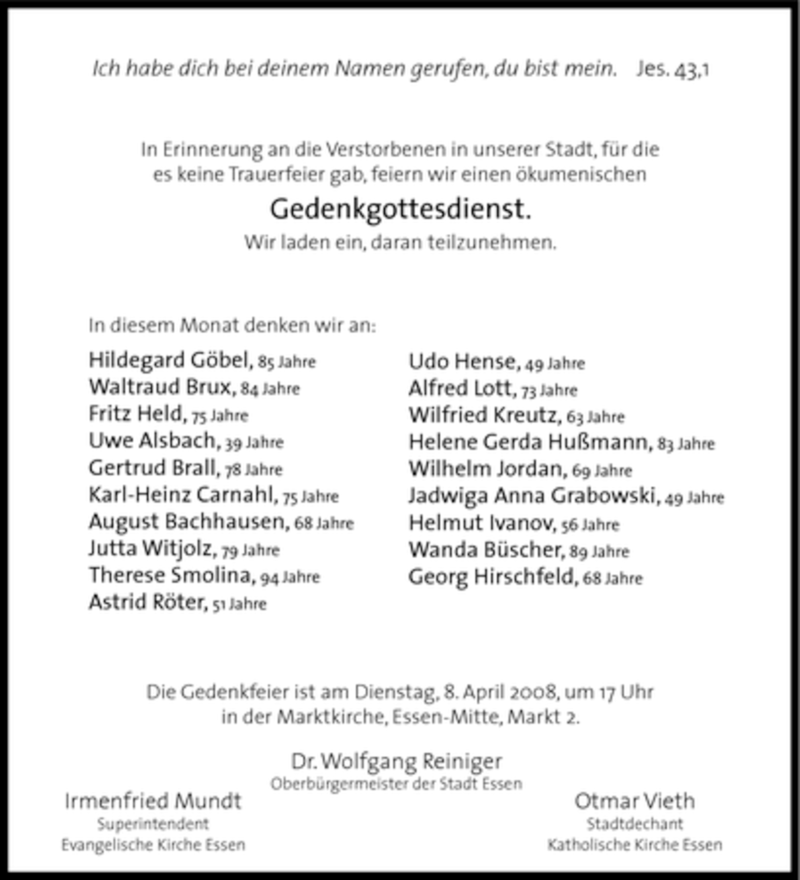  Traueranzeige für Wilfried Kreutz vom 05.04.2008 aus Tageszeitung