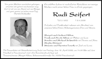 Traueranzeige von Rudi Seifert von Tageszeitung