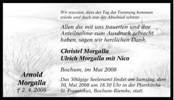 Traueranzeige von Arnold Morgalla von Tageszeitung
